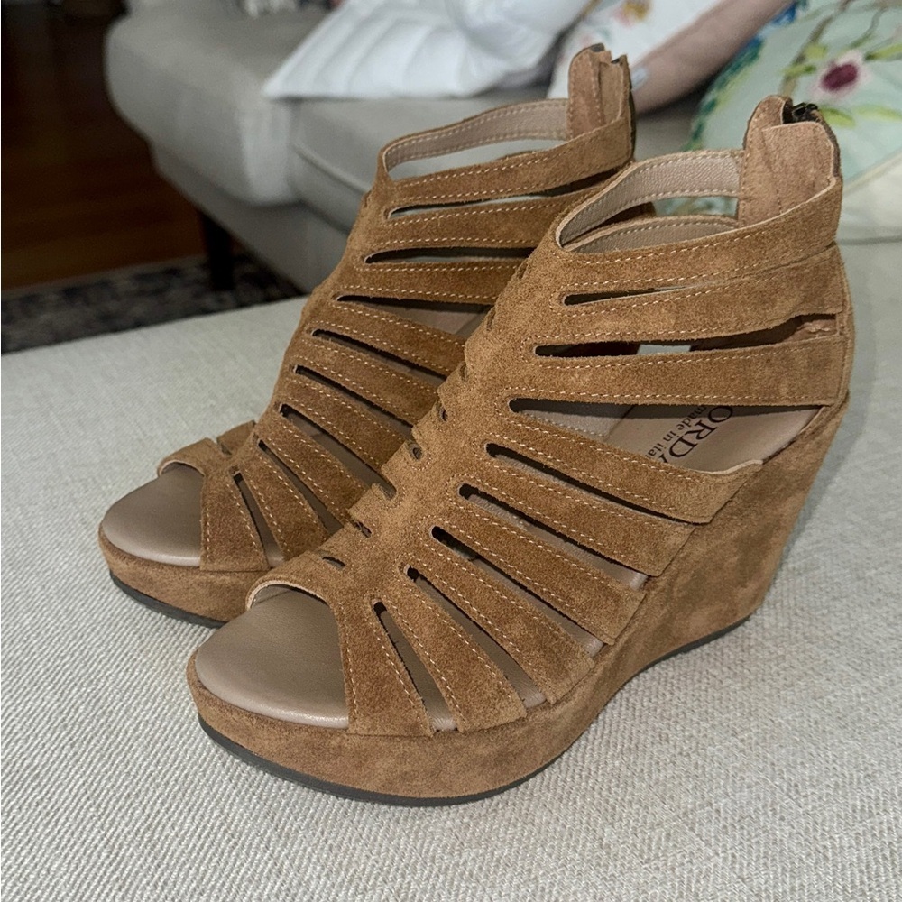 Cordani Electra Cutout Suede Wedge Sandal—NEVER WORN - Picture 2 of 5